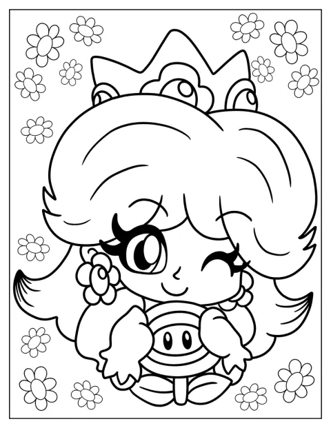 Chibi Princess Daisy blunker søtt mens hun står for seg selv.