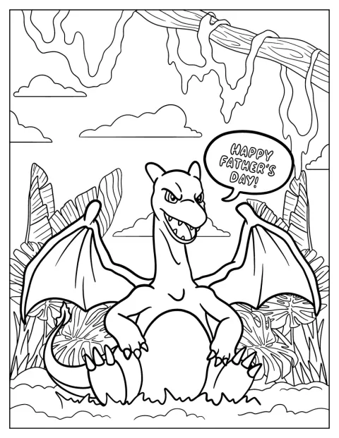 Charizard ønsker far tillykke med fars dag.