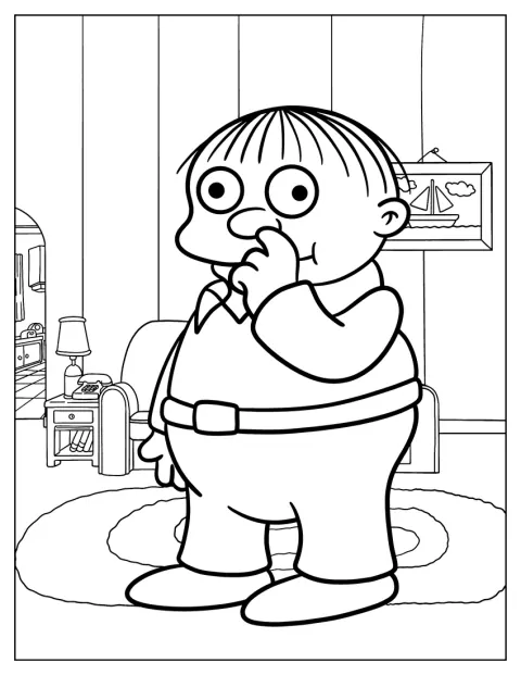 Ralph Wiggum stă în picioare și își scobește nasul.
