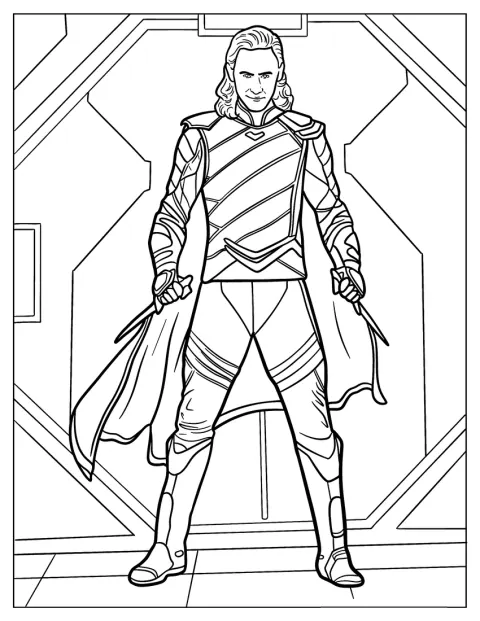 Loki esquisse un sourire narquois en tenant deux dagues.