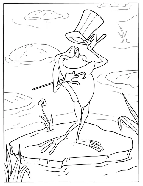 Michigan J. Frog din Looney Tunes stă într-o poziție elegantă.