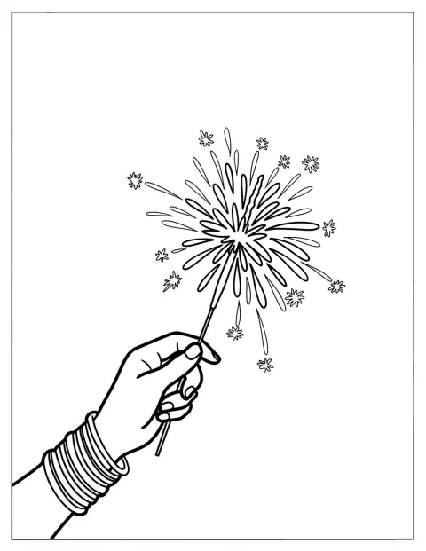 Eine Hand hält eine funkelnde Wunderkerze während des Diwali-Fests.
