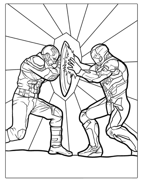 Captain America Vs Iron Man Coloring Sheet