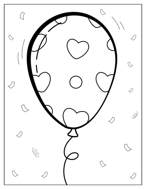 Een ballon is versierd met hartjes.