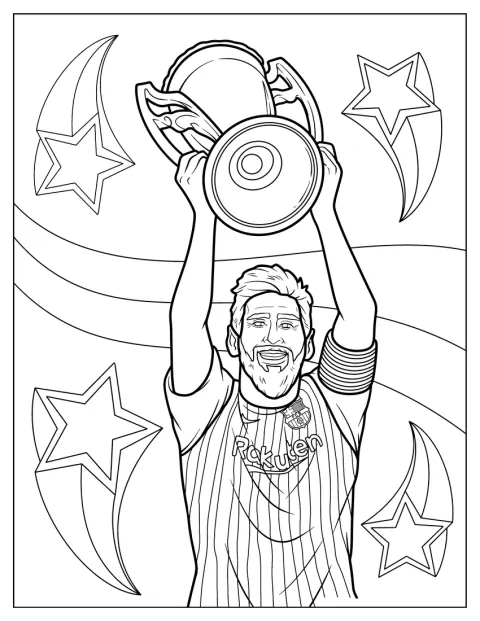 Lionel Lionel Messi Coloring Page Lifting Trophy