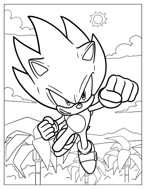 Hyper Sonic lève le poing en signe de victoire.