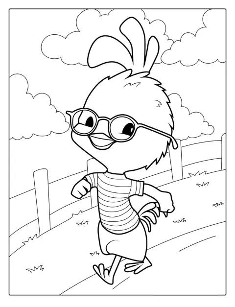 Ace Cluck, le personnage de Chicken Little, est représenté seul.