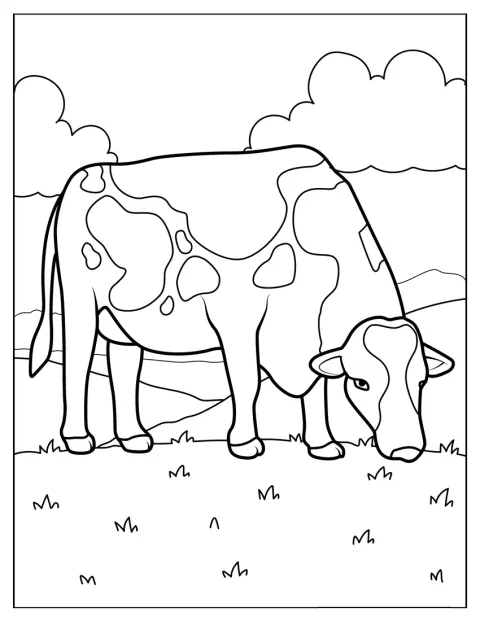 Kráva stojí na mléčné farmě.