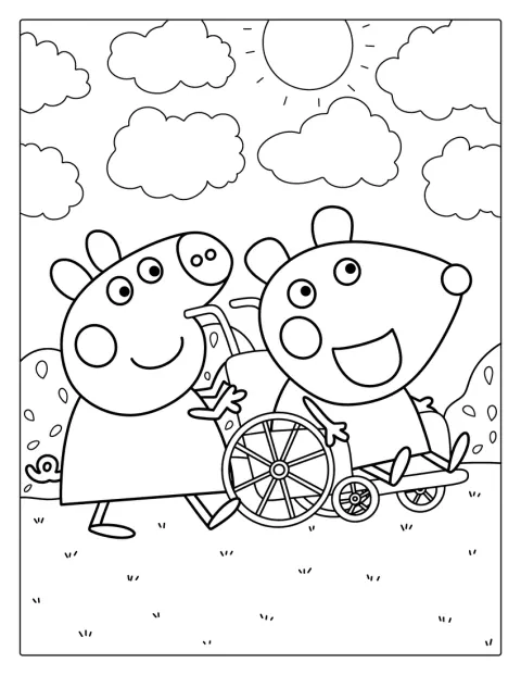 Peppa Pig aparece junto a Minnie Mouse en una escena divertida.