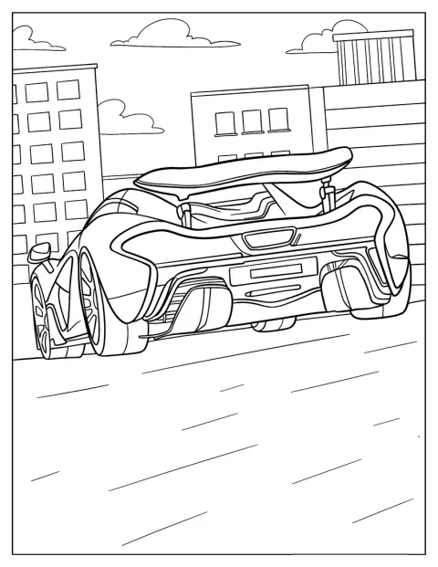 Bakifrån syns en McLaren P1 med sina breda baklyktor och sportiga former.
