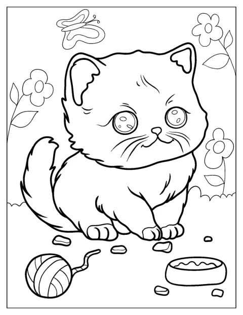 Kawaii Chibi Kitten Surrounded With Flowers