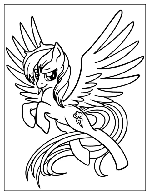 Rainbow Dash spreder sine vinger og gør sig klar til at flyve.
