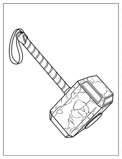 Le marteau de Thor est représenté seul, posé au centre de la scène.