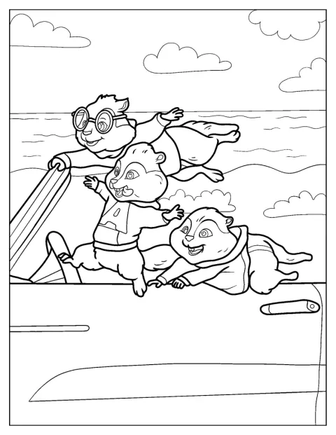 Alvin e i Chipmunks viaggiano in auto vicino alla spiaggia.