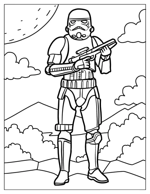 Easy Stormtrooper Outline Coloring Sheet