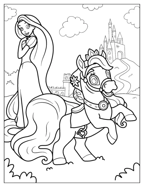 Rapunzel aparece acompañada por Petite.