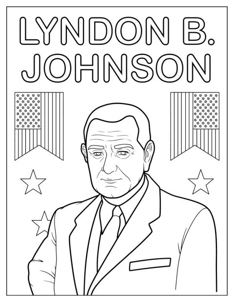 Lyndon B. Johnson je zobrazen na portrétu.