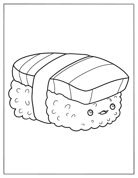 Proste kawałki nigiri przedstawiono obok siebie.
