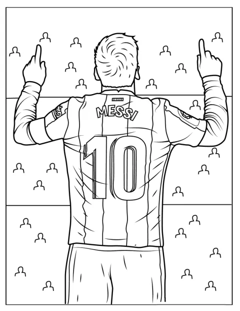 Die Ansicht von hinten zeigt Lionel Messis Trikot.