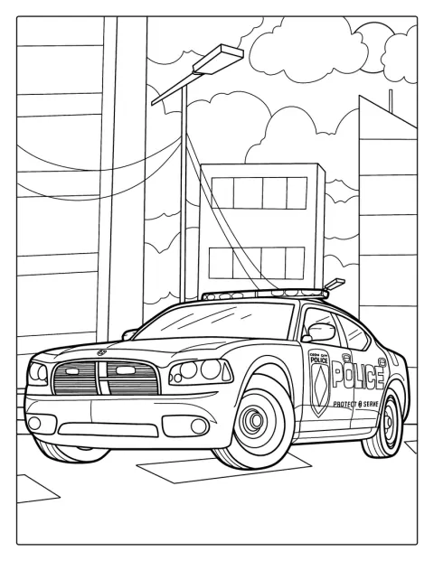 Police Car Coloring Page