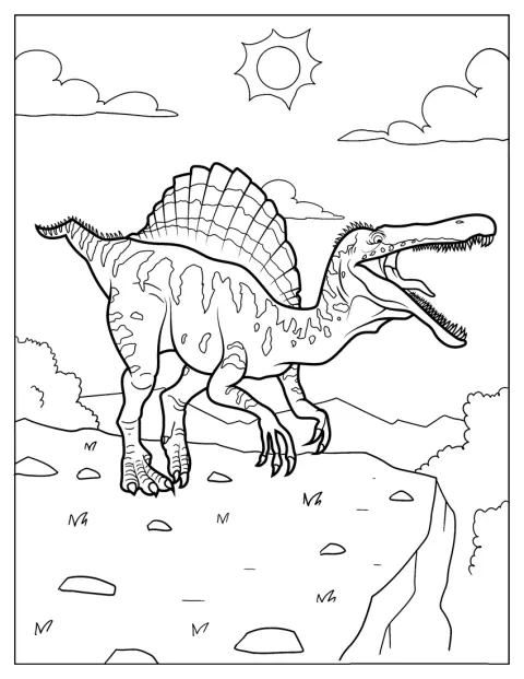 Mega Spinosaurus Coloring Page Outline