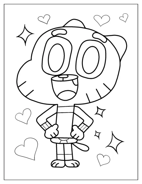 Gumball Watterson sorride allegramente.