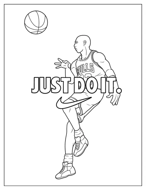 Michael Jordan heittää koripalloa Nike-julisteessa.