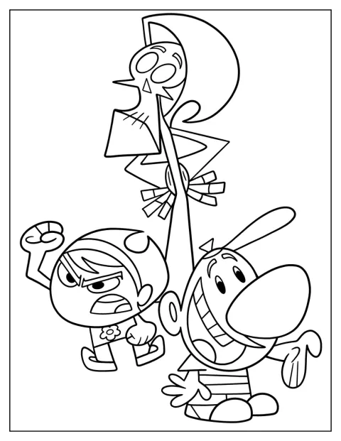 Billy și Mandy din Aventurile lui Billy și Mandy apar într-o ilustrație.