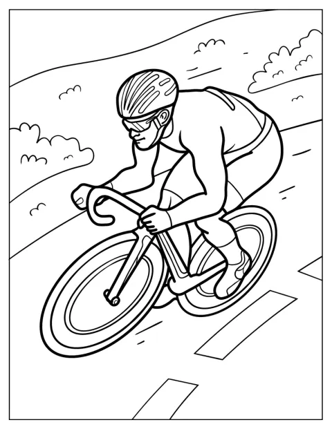 男性が自転車をこいで、レースに参加しています。