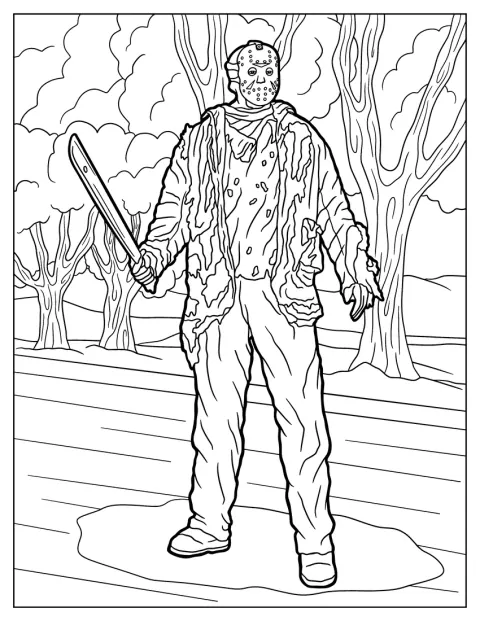 Jason, con su característica máscara de hockey, aparece en una escena de terror.