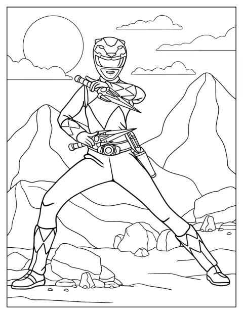 Egy Power Ranger két tőrrel küzd.
