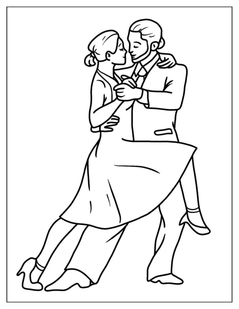 Ein Paar tanzt eng umschlungen Tango.