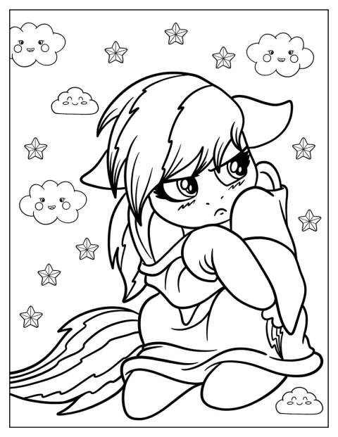 Rainbow Dash hymyilee yllään lämmin villapaita.