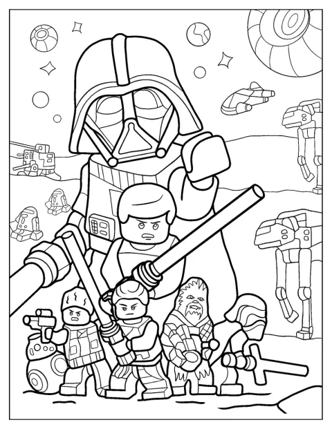 Darth Vader, Rey, Kylo Ren, Chewbacca, Finn e BB-8 si ritrovano insieme.