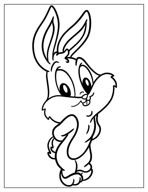 Baby Bugs Bunny ist als einfache Umrissfigur dargestellt.