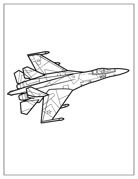 La sagoma del jet russo Sukhoi Su-35 ne mostra il profilo.