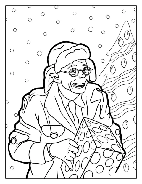 Lou Lou Who aus „Der Grinch“ steht mit einem freundlichen Gesichtsausdruck da.