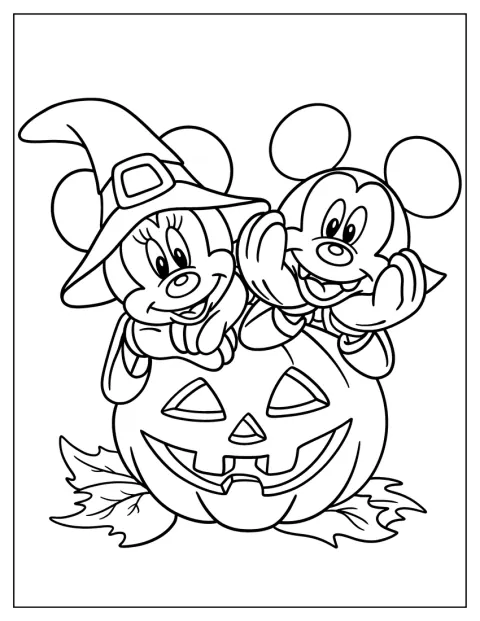 Mickey Mouse e Minnie Mouse posano insieme in versione kawaii per Halloween.