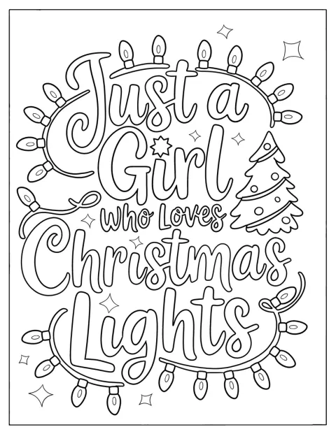 Una chica sonríe rodeada de luces navideñas.