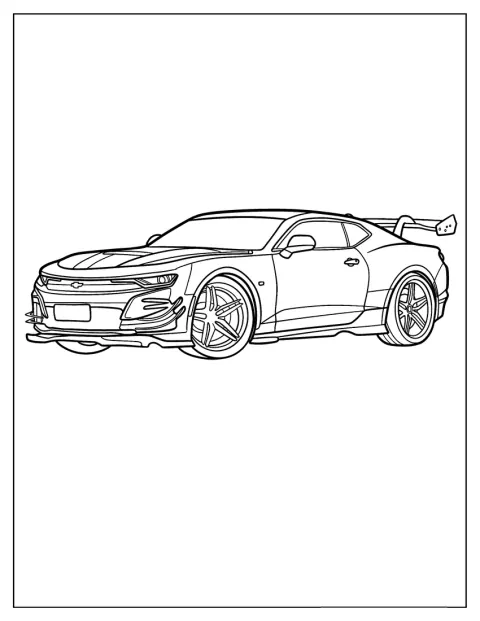 Vuoden 2025 Chevrolet Camaro on piirretty helppojen ääriviivojen avulla.