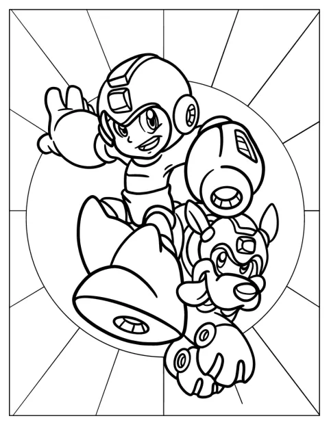 Mega Man aparece junto a Rush.