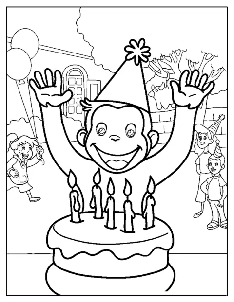 Geburtstagsmotive umgeben den fröhlichen Coco.