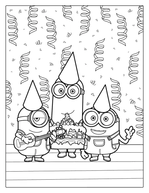 De Minions vieren samen een verjaardag.