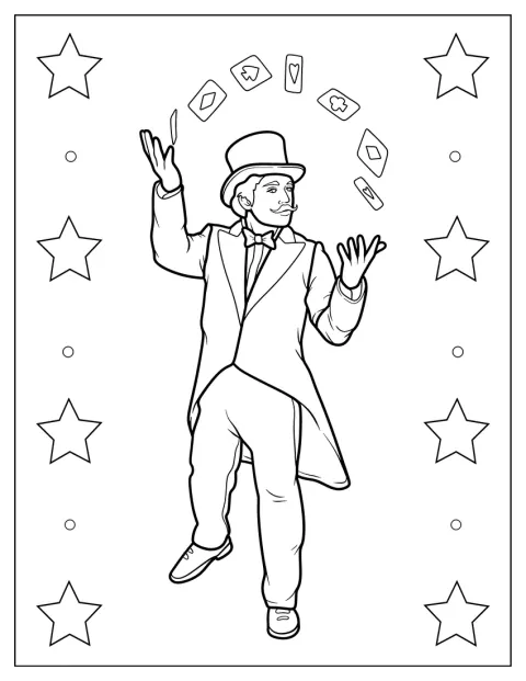 Mit einem Kartenspiel zeigt ein Magier einen geschickten Trick.