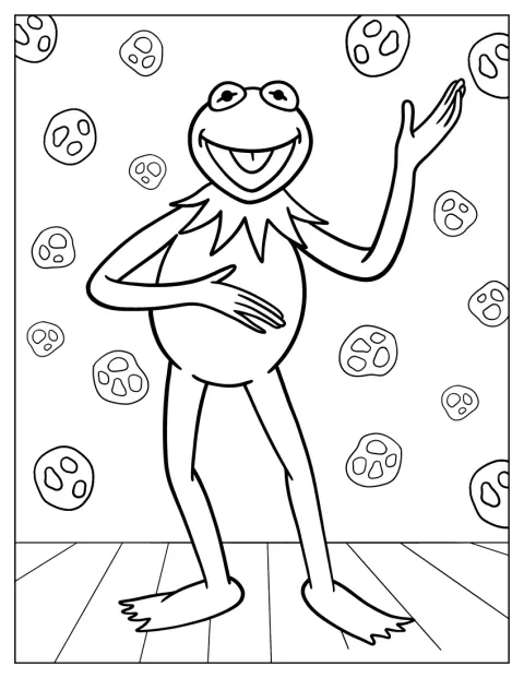 Kermit la rana è raffigurato con un contorno semplice.
