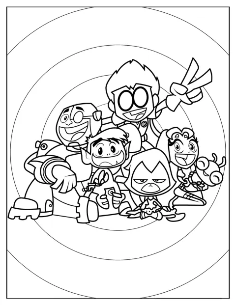 De Teen Titans staan samen op een poster.