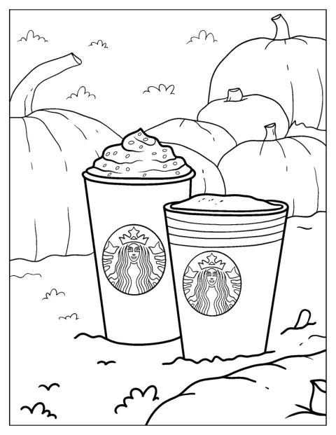 Græskar står foran en Starbucks-café med efterårsstemning.