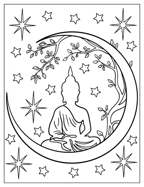 Shiva sidder i en halvmåne.