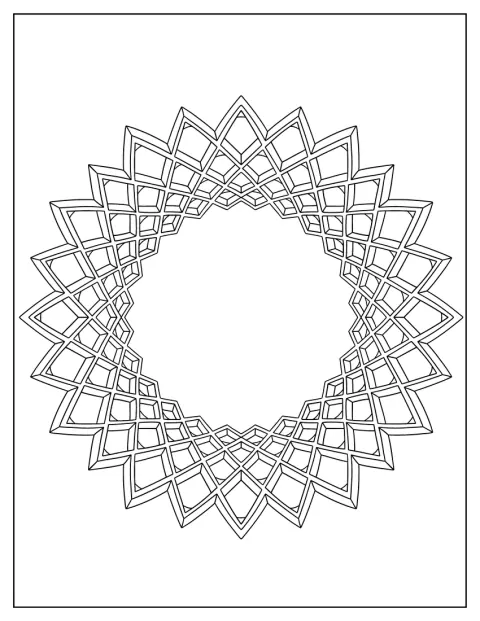 Una estrella tridimensional rodeada de arcos crea una composición geométrica.