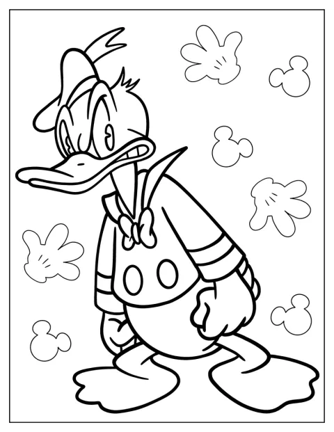 Cu o expresie mâniată, Donald Duck pare gata să izbucnească.